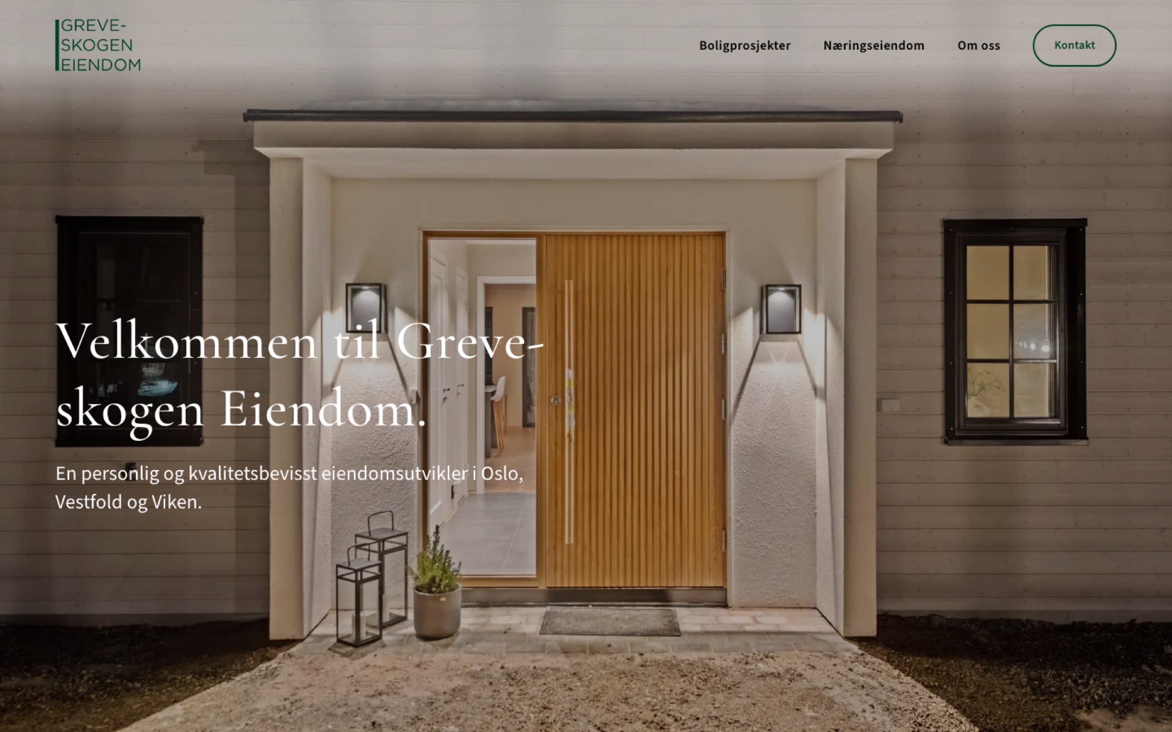 Forsiden på greveskogeneiendom.no