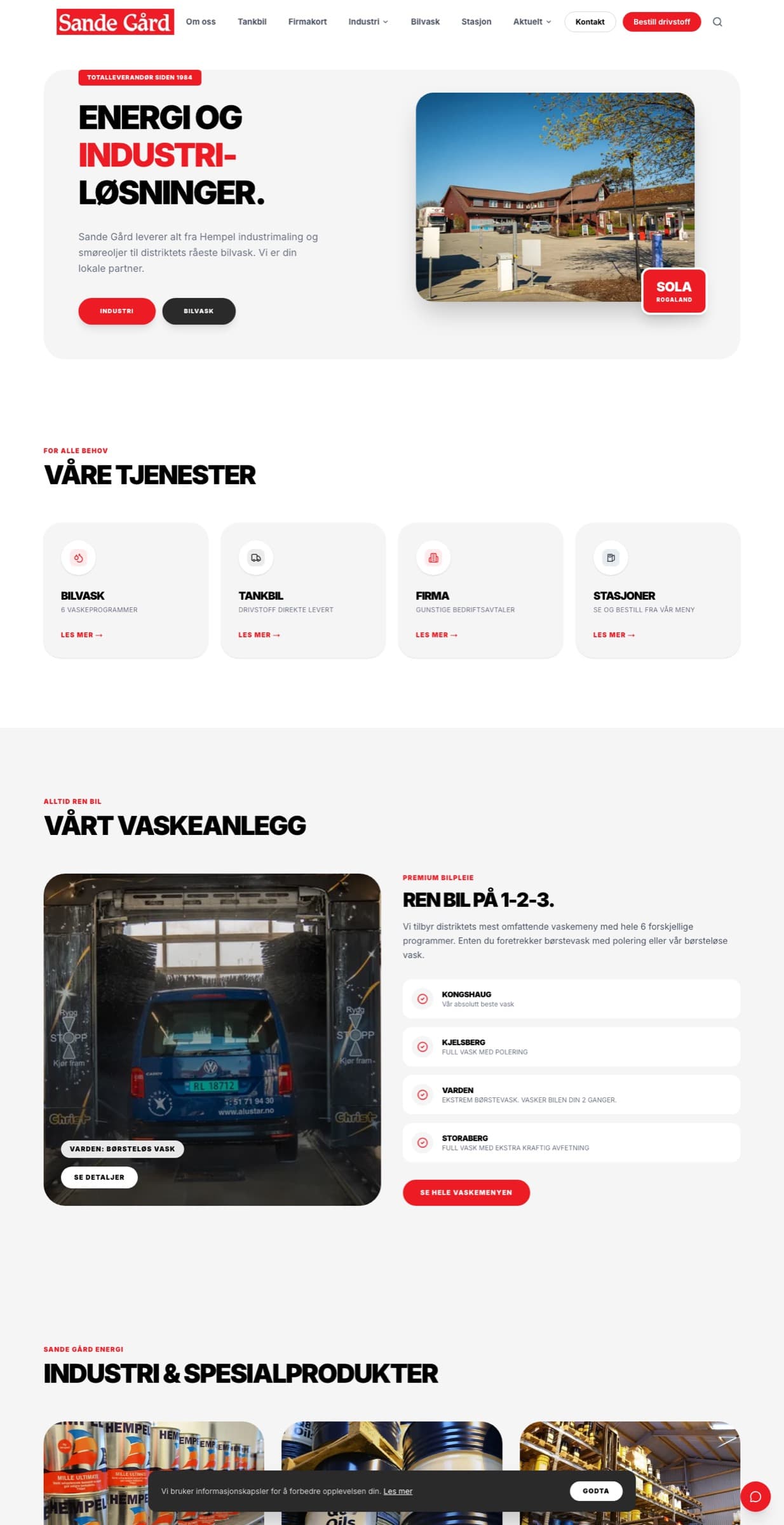 Nettsiden vi bygde for Sande Gård