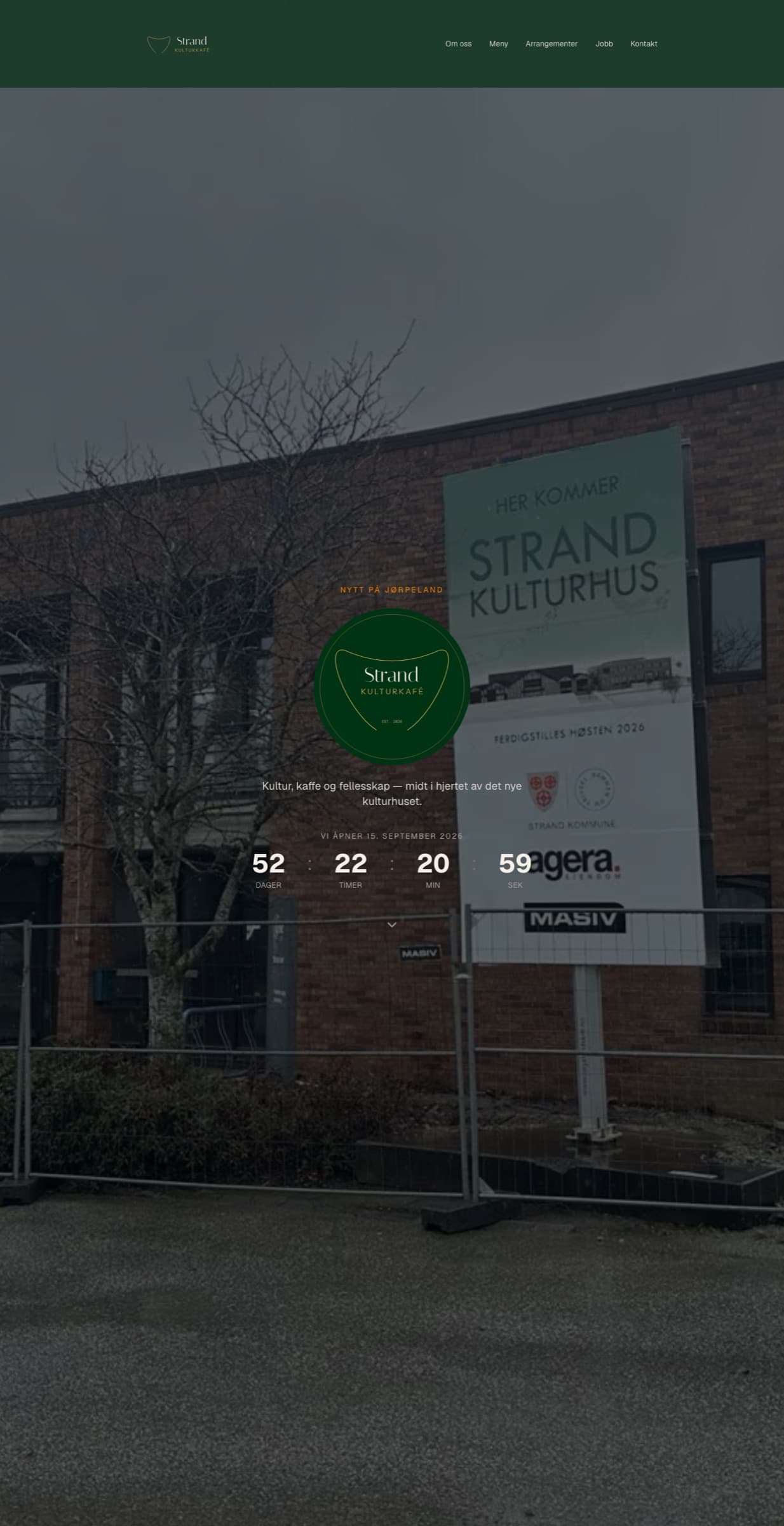 Nettsiden vi bygde for Strand Kulturkafé